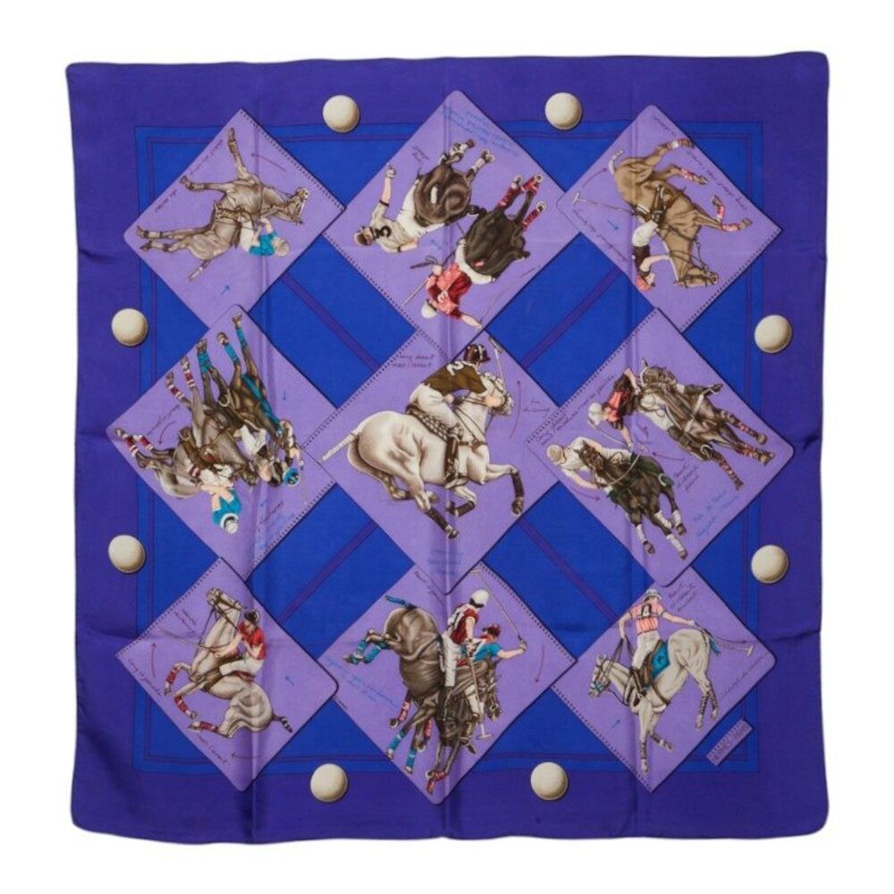 Hermes Carre90 LE MONDE DU POLO Silk Scarf